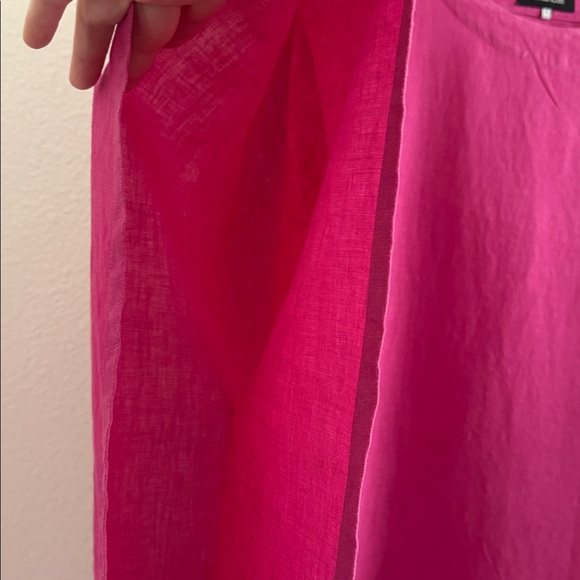 eskandar 100% Linen Long Caftan Fuchsia Pink Dress - Picture 5 of 10